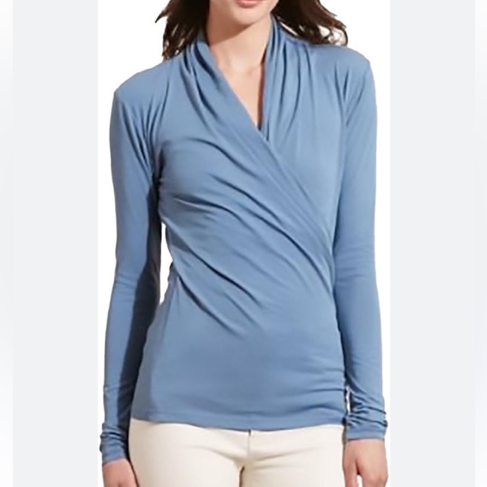 Ralph Lauren Soft Blue Wrap Blouse
